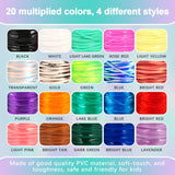 PP OPOUNT Plastic Lanyard String, 20 Rolls Boondoggle String with Instruction for Beginners and 220 Beads, Lanyard Making Kit for DIY Bracelets, Key Chains and Lanyards, Summer Camp Crafts PP OPOUNT