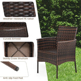 RELAX4LIFE Wicker Patio Chairs Set of 4, Indoor Outdoor PE Rattan Armchairs w/Cane Back, Seat Cushions for Bistro Porch Poolside, 360LBS Weight Capacity, 4 Pack Outdoor Dining Chairs (4, Brown+Beige) RELAX4LIFE