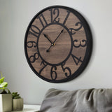 LEIKE Large Wall Clock,Silent,Non Ticking,Battery Operated Round Modern Big Wood Wall Clocks for Living Room, Bedroom,Kitchen,Farmhouse,Office,Rustic Home Decor-16 Inch/40CM-Black-Arabic Number LEIKE
