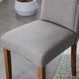 Snugway Stylish Upholstered Parsons Nailhead Trim and Sturdy Solid Wood Legs Dining Chairs, Set of 2, Smoky Grey Snugway