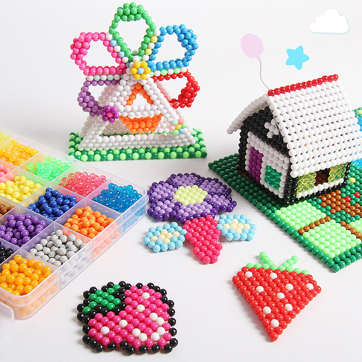 EIKEJI 7400 Pcs Non-Iron Fuse Beads Kit, 48 Colors 5mm Beads for Kids, Glow in The Dark Beads Glitter Beads, Refill Beads Set for Boys, Girls, Ideal Gift for New Years, Birthdays, Christmas EIKEJI