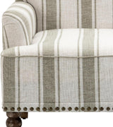 UIXE Stripe Accent Chair, Modern Upholstered Armchair in Fabric for Living Room, Nailhead Trim Club Arm Chair Comfy Single Sofa Bedroom Reading Seat with Wood Legs - Brown UIXE