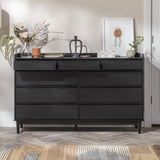 Walker Edison Blythe Mid-Century Modern Tray-Top Solid Wood 9-Drawer Dresser, 60 Inch, Black Walker Edison