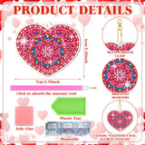 Ferreve 28 Pcs Heart Diamond Painting Keychain Kits Double Sided DIY Heart Diamond Art Keychain Ornaments for Adults Gem Key Ring Art Pendant Decor Crafts Accessories Gifts Ferreve