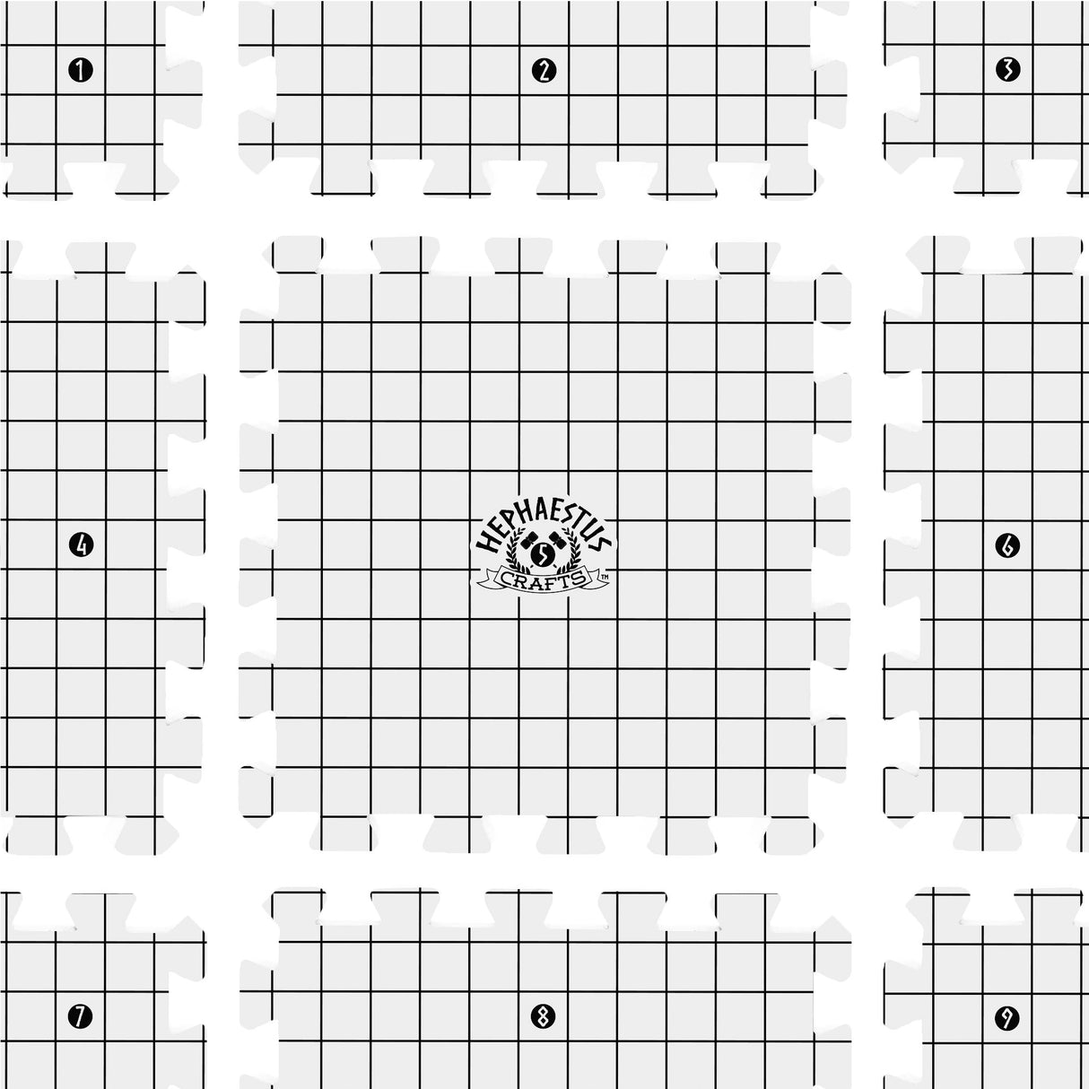 Hephaestus Crafts Blocking Mats for Knitting - Pack of 9 GRAY Blocking Boards with Grids for Needlepoint or Crochet. 150 T-pins Hephaestus