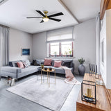 WAC Smart Fans Eclipse Indoor and Outdoor 5-Blade Smart Home Ceiling Fan 54in Satin Brass Matte Black with 3000K LED Light Kit and Remote Control works with Alexa and iOS or Android App WAC Lighting