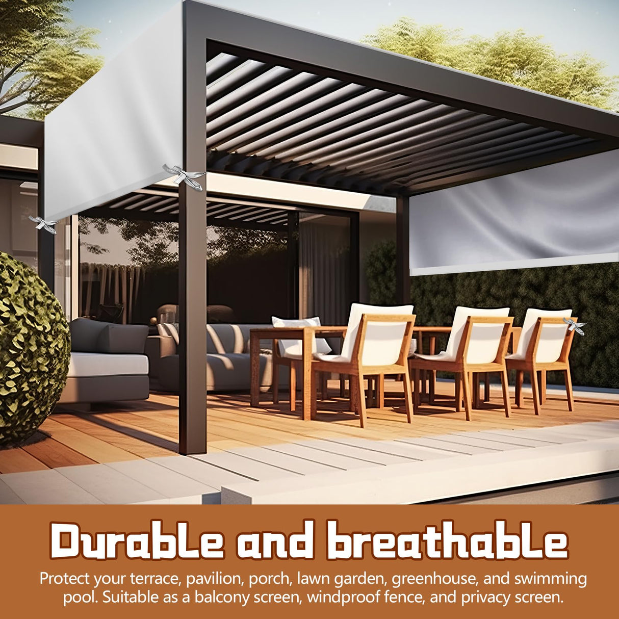 Wowangce Universal Pergola Replacement Canopy Outdoor Canopy Shade Cover Beige Waterproof Shade Canopy Top Cover for Outdoor Patio Porch Backyard(12 x 10 Ft) Wowangce