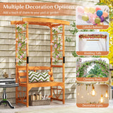 Giantex Garden Arbor with Bench - Wooden Garden Arch Trellis for Climbing Plants Vines, 2-Person Outdoor Bench, 48''W x 75''H Patio Archway for Lawn Wedding Party Ceremony Backyard Decor Giantex