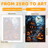EMIEAUFG Creative Paint by Number Kit for Adults,Halloween Haunted House DIY Paint by Numbers Set for Home Decor and Gifting - 12x16 Inch EMIEAUFG