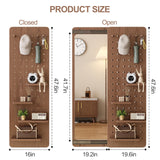 Wall Mirror Full Length,Wood Mirror with Shelf,Rustic Mirror with Hooks Full Length Mirror Wall Mounted Mirror with Multifunctional Design Panel,Living Room,Entryway KungFuWood