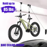 TRUSOON 2 Pack Bike Hoist, Heavy Duty Ebike Lift Pulley System for Garage Ceiling Overhead Storage for Bicycle, Ladders, Snowboard, Holds Up to 85 lbs Capacity, Fit 10-16 Foot High Ceilings TRUSOON