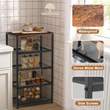 BWOORACKU Shoe Rack, 5-Tier Narrow Shoe Shelf with Dense Metal Mesh, Durable Industrial Freestanding Shoe Rack for Front Door Entrance, Hallway, Entryway, Living Room (29.92" H Rustic) BWOORACKU