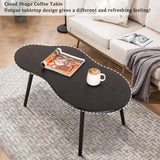Small Coffee Table Black Cloud Coffee Table for Small Spaces Modern Center Table Unique Irregular Coffee Table with Wood Legs Living Room Mid-Century Sofa Table FEUFOAM