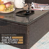 Homall 7 Pieces Patio Outdoor Furniture Sofa Set, All Weather PE Rattan Wicker Sectional Sets Modern Modular Couch Outside Conversation Set with Thick Cushions and Glass Coffee Table (Brown) Homall