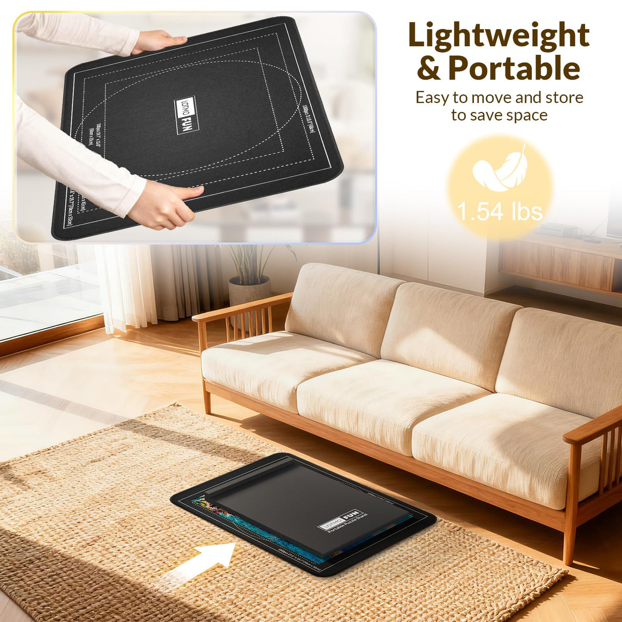 LOTMOFUN Puzzle Board for 1000 Pieces with Angle Adjustable Stand, Patented Lightweight Felt Jigsaw Puzzle Board with 6 Sorting Trays & Cover, Jigsaw Puzzle Table with Storage & Non-Slip Surface