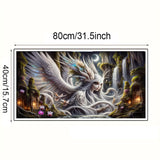 KUFWKEY 5D Diamond Painting Kit for Adults,Vibrant Phoenix Fairy Fantasy Waterfall Landscape,DIY Full Drill Round Diamond Art Kits,Diamond Mosaic Craft for Home Decor,Large Size 31.5x15.7inch KUFWKEY