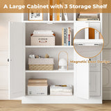 IRONCK Bookshelf and Bookcase with Doors and Drawers, 71" Tall 7 Tier Bookshelf with Display Storage Shelves for Home Office, White IRONCK