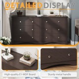 Furmax 6 Wood Drawers Dresser for Bedroom, Double Dresser for TV up to 65 inch, TV Stand Storage Chest of Drawers for Living Room Hallway Entryway (Brown) Furmax