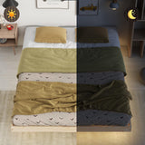 Classic Low Profile Solid Wood Platform Bed with LED Lighting – Japanese Style, Easy Assembly, No Box Spring Needed (Natural, Queen) Klwenas Maec