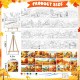 Tenceur 24 Pack Fall Pre Drawn Canvas for Painting Autumn Painting Canvas 6" x 6" Thanksgiving Predrawn Coloring Canvas Set for Adult Kid Maple Pumpkin Scarecrow Pre Stretched Canvas Board for Party Tenceur