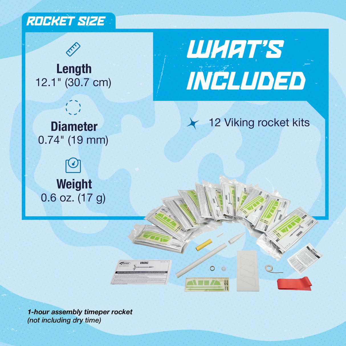 Estes 1755 Bulk Pack of 12 Viking Rocket-Building Kits, Intermediate Flying-Rocket-Model Kits for Ages 10+, Classroom Science Experiments Estes