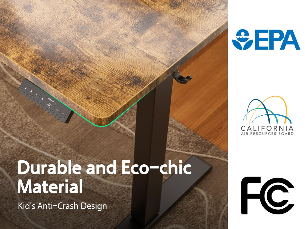 WALKINGDESK 48x24 Inches Electric Standing Desk with Drawer and Monitor Stand, Height Adjustable Stand up Desk for Home Office, Ergonomic Sit to Stand Desk with Phone Holder, 3 Hooks, Rustic Brown WALKINGDESK