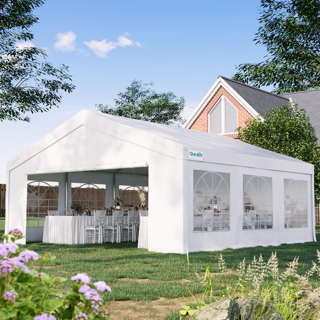 Quictent 20x20ft Party Tent Heavy Duty Outdoor Canopy Tent Carport Wedding Event Shelter BBQ Wedding Tents for Parties with Storage Bags Quictent