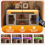 WLIVE Farmhouse TV Stand for 65 Inch TV, Tall Entertainment Center with LED Lights, Mid Century Modern TV Console wirh Open Shelves and Glass Cabinet Doors for Living Room and Bedroom, White WLIVE