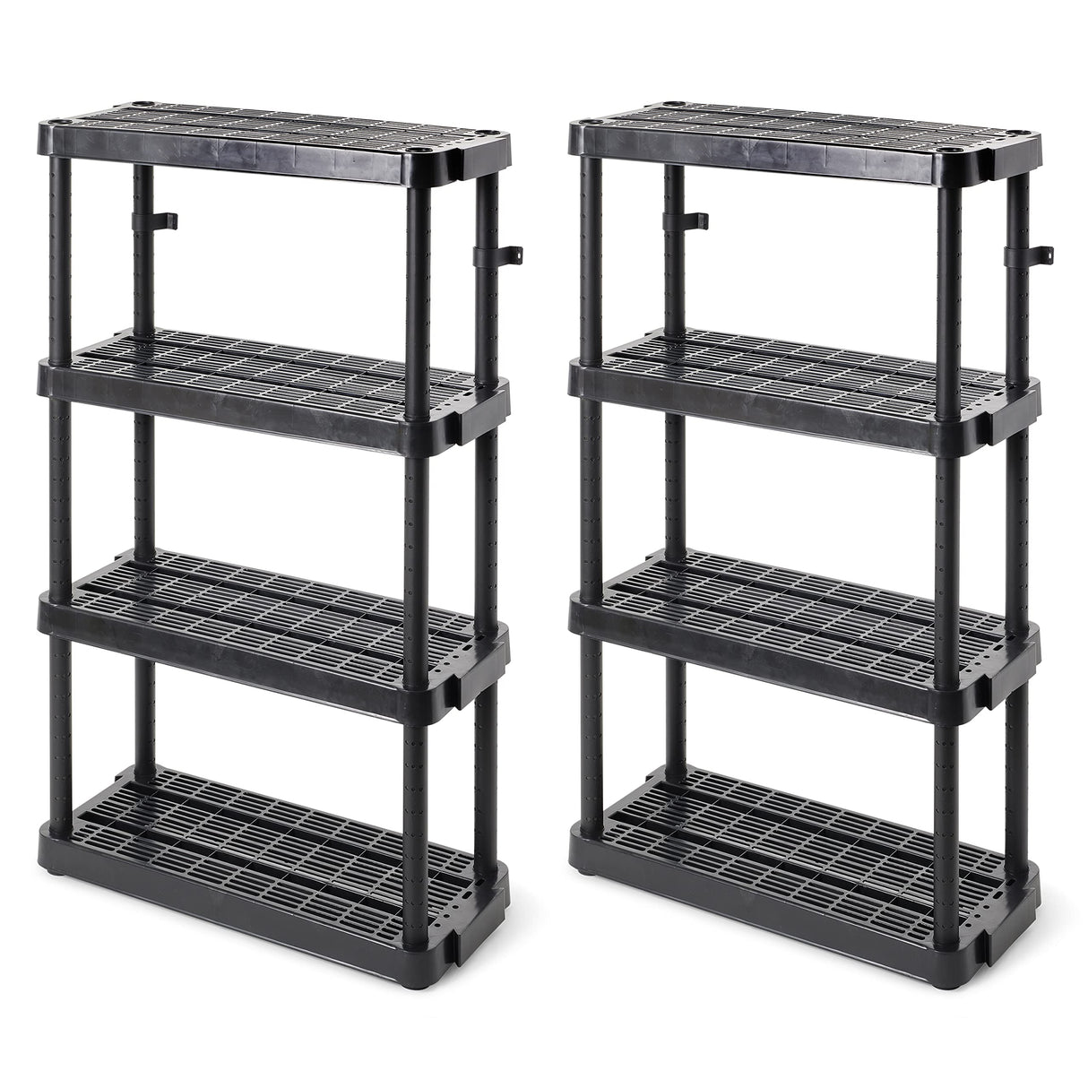 Gracious Living 4 Shelf Adjustable Height Medium Duty Storage Unit 14 x 32 x 54.5" Organizer for Home, Garage, Basement, & Laundry, Black (2 Pack) Gracious Living