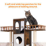 Heybly Cat Tree with Litter Box Enclosure for Indoor Big Cat, Cat Tower for Large Cats 20 lbs Heavy Duty, Modern Cat Condo Furniture with Scratching Posts, Rustic Brown HCT110SR Heybly