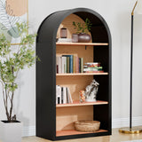 HIUU Black Arched Bookshelf,Modern Short Bookcase,Mid-Century Modern Curved Book Shelf,Arched Display Cabinet with Open Shelf for Bedroom, Living Room HIUU
