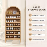 IFGET 71" Tall Arched Bookshelf, 7 Tiers Arch Bookcase with Storage, Modern Farmhouse Book Shelf with Adjustable Shelves, Wood Bookshelf w/Open Display Shelves for Living Room, Office (Natural) IFGET