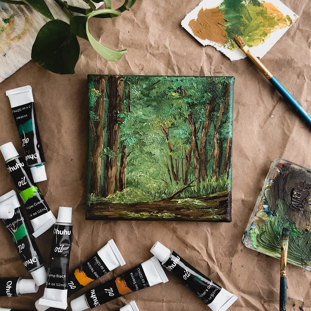 Ohuhu Oil Paint Set, 24 Oil-Based Colors, 12ml/0.42oz x 24 Tubes Non-Toxic Oil Painting Set Supplies for Canvas Painting Artist Kids Beginners Adults Classroom DIY Art Supplies Gift Ohuhu