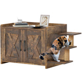 YITAHOME 27" Cat Litter Box Enclosure, Modern Cat Litter Box Furniture Hidden with Scratching Post&cusion, Wooden Cat House as Side End Table Nightstand, Fit Most of Litter Box, Brown YITAHOME