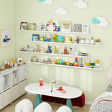 Axeman 72 Inch Floating Shelves for Wall - Picture Ledge Shelf Set of 4 - White Floating Shelves with Lip - Picture Shelf for Wall with Ledge - Photo Ledge Shelves for Pictures Nursery Books Axeman