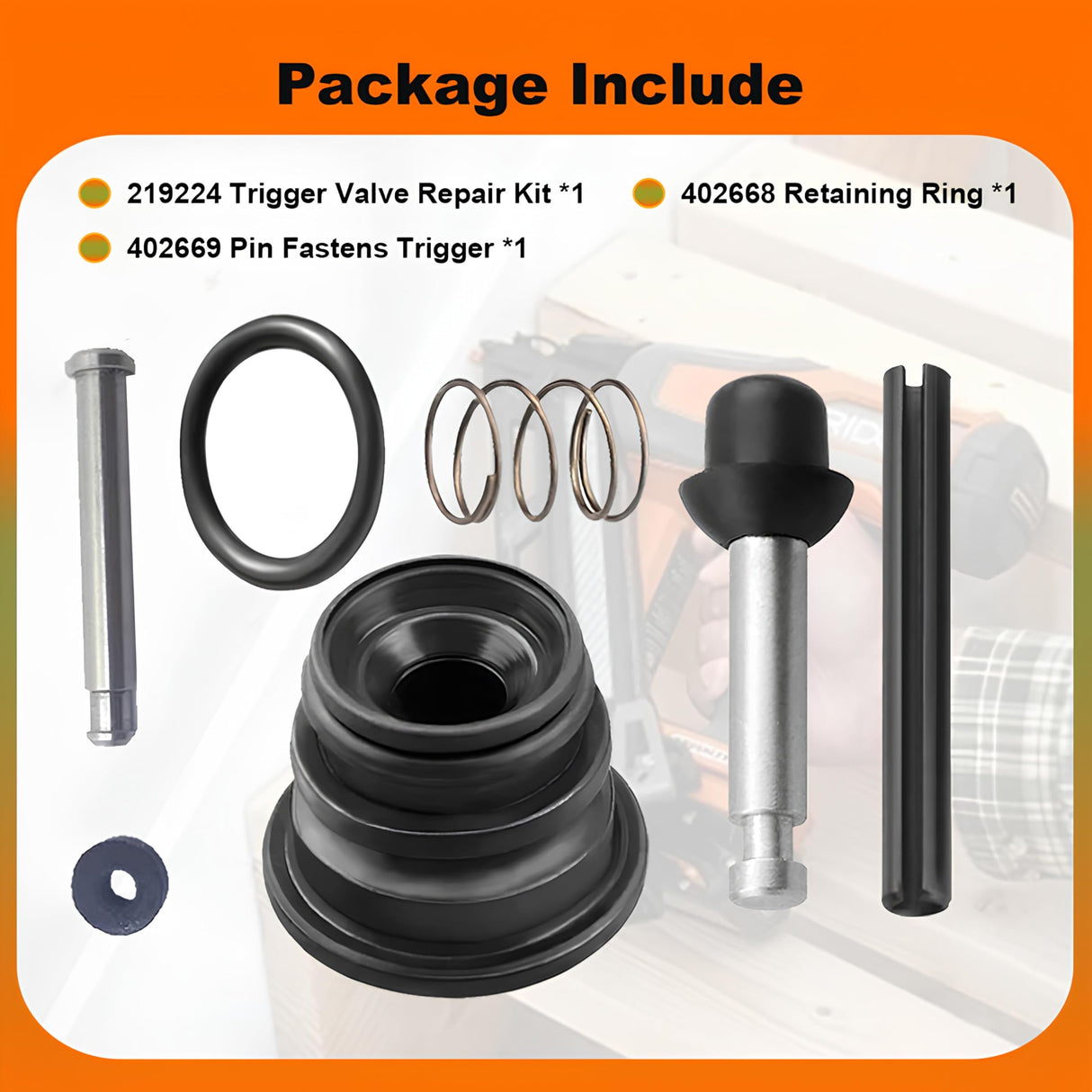 Phyxlyn F350S Rebuild Kit 219224 Trigger Valve 402669 Pin Fastens Trigger 402668 Retaining Ring Fit for F350S F350 Framing Nailer Replacement Parts Phyxlyn