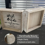 Boho Farmhouse Wooden Framed Bathroom Decor Signs, Funny Restroom Decorative Plaque Small Cute, Toilet Rules Shelf Decoration (Wash Your Hands) ZLFart