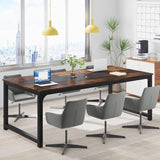 Tribesigns Modern Computer Desk, 78.7 x 39.4 inch X Large Executive Office Desk Computer Table Study Writing Desk Workstation for Home Office,Rustic/Black Tribesigns