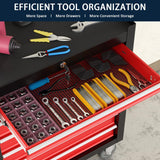 7-Drawer Metal Rolling Tool Chest with Wheels,Tool Storage Cabinet With Locking System，Toolbox with Wheels for Garage, Warehouse, Workshop, Repair Shop(Black&red,7-Drawer) OAKANDO