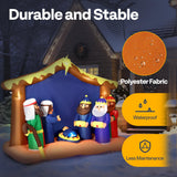 VIVOHOME 8FT Christmas Inflatable Outdoor Decoration, Nativity Scene Set, Navidad Blow Up Yard Decor with Built-in LED Light for Lawn, Garden, Party VIVOHOME