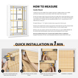 LazBlinds No Tools No Drill Cordless Bamboo Roman Shades, Privacy Room Darkening Window Treatment, Roll Up Bamboo Blinds for Window 32'' W x 64'' H, DP-Natural LazBlinds