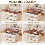 Lift Top Coffee Table, 4 in 1 Coffee Tables with Storage Cabinet for Living Room, Coffee Table with Lifting Top with Wooden Lift Tabletop, Convertible Coffee Table for Living Room,Home Office,Espresso DUDUSHIMAN