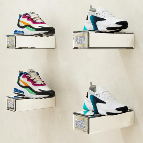 blingworld Shoe Floating Display Shelves Wall Mount Set of 4 – Mirrored Bling Glass Levitating Sneakers Shelves, Space-Saving Sneaker Display Shelf for Collectibles, Bedrooms, Dorms & Game blingworld