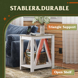 WLIVE Farmhouse End Table, Narrow Side Table with Charging Station, Slim End Table, Side Table for Bedroom, Living Room, Small Spaces, with 2 USB and 2 Power Outlets, 11.8" D x 23.6" W x 23.74" H WLIVE