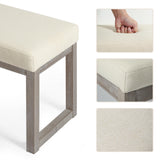 CangLong 27 Inch Wide Ottoman Bench, Rectangle Footstool with Linen Look Fabric and Wood Leg for Entryway, Bedroom & Living Room, Beige CangLong