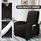 Jcones 3 Pieces Plush Fabric Extra Small Recliner Chair Covers Stretch Recliner Slipcover for Lazy Boy Wide Recliner Chair Washable (Black) Jcones
