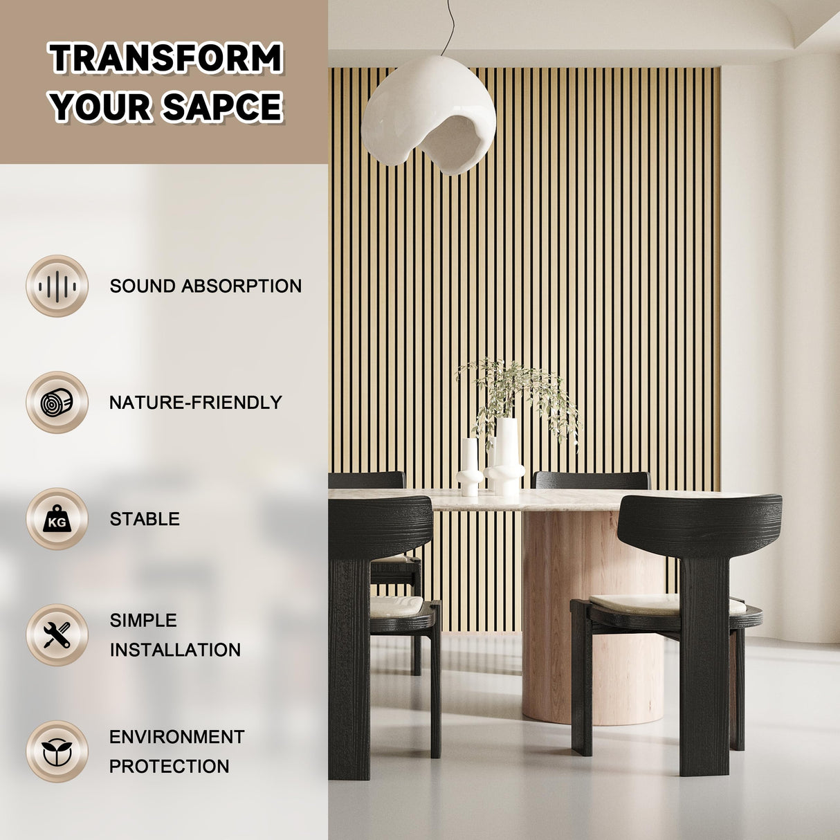 POHARE 4 Pack Wood Slat Wall Wood Paneling,95 x 8 in Soundpoof Wooden Engineered Wood Slat Wall Panels,Stylish Acoustic Wall Panels for Interior Wall Decor with Felt Backing,Oak POHARE