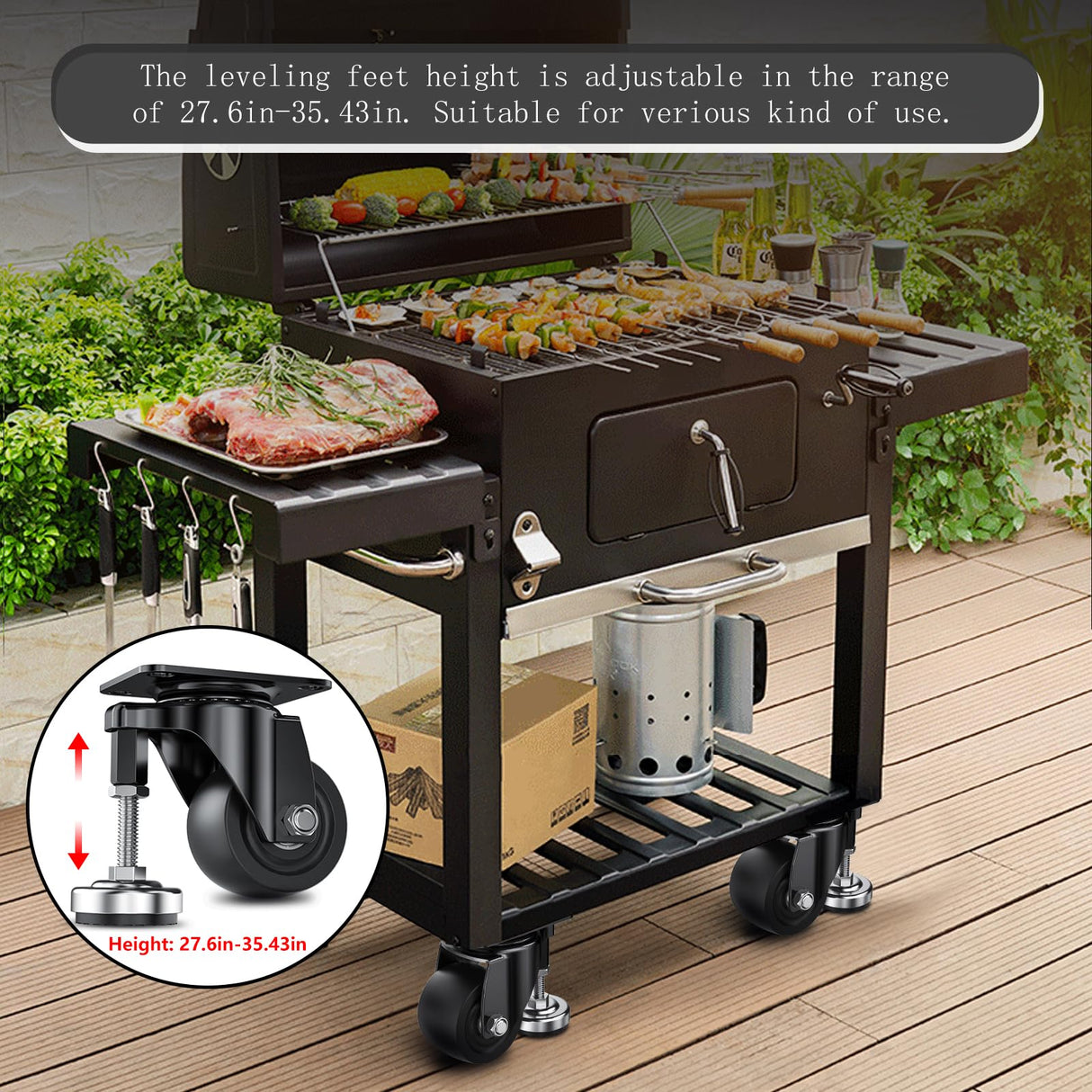 COOWOO 3" Leveling Plate Caster Wheels with Adjustable Anti-Vibration Leveling Foot Pad Heavy Duty Swivel casters for Workbench, Machine Equipment, COOWOO