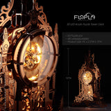 FUNPOLA LED 3D Puzzle Clock Building Model, 3D Acrylic Puzzle Tower Clock Building Model Desktop LED Ornament Clock Home Decor Elegant Gifts for Teens/Adults (LED-TC03 Arcylic) FUNPOLA