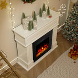 oneinmil Electric Fireplace with Mantel, Fireplace TV Stand with 18’’ Electric Fireplace Heater, 3D Realistic Flame, Freestanding Fireplace for Living Room, Bedroom, White oneinmil